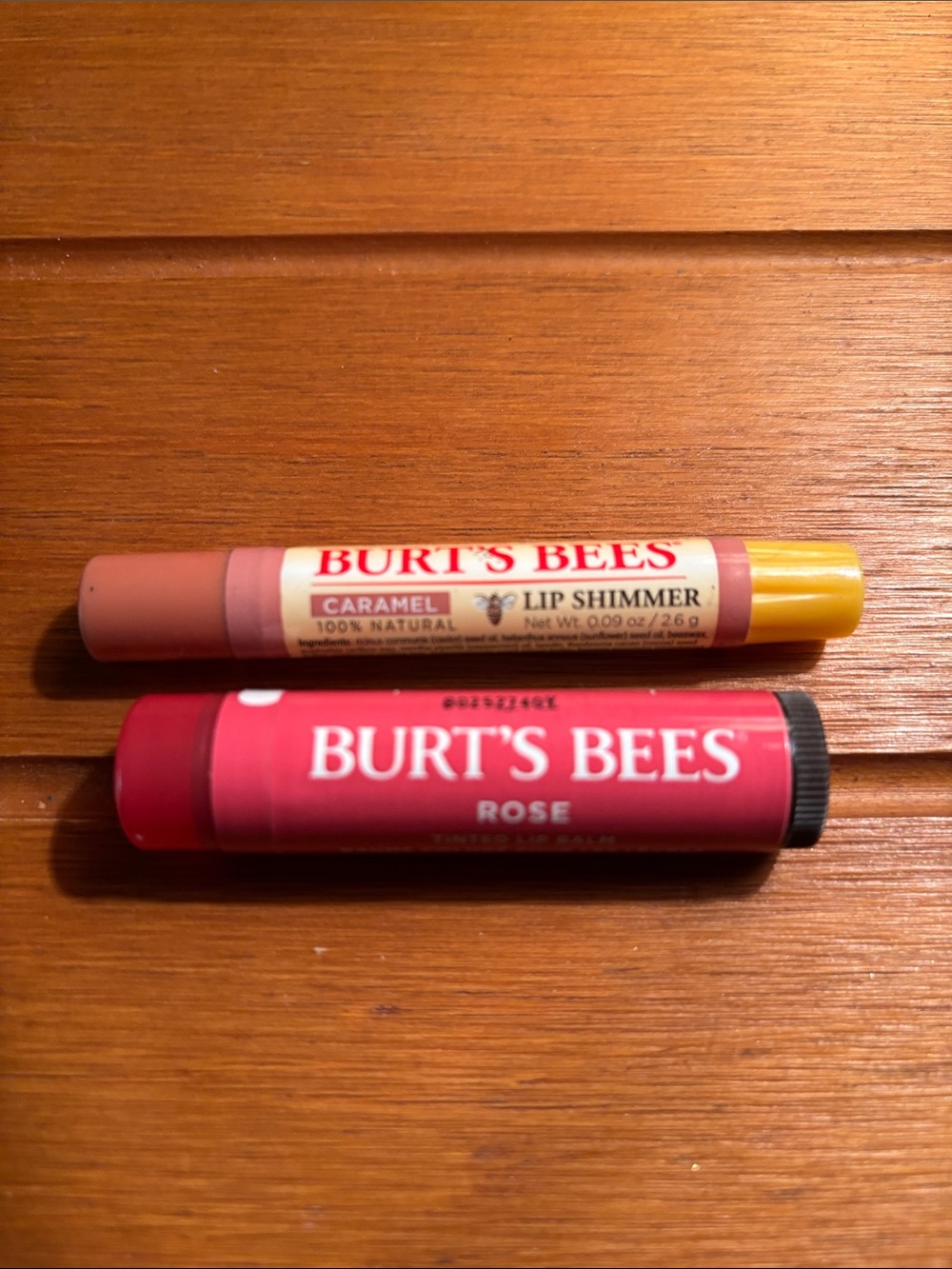 Burt's Bees Rose and Caramel Lip Balms